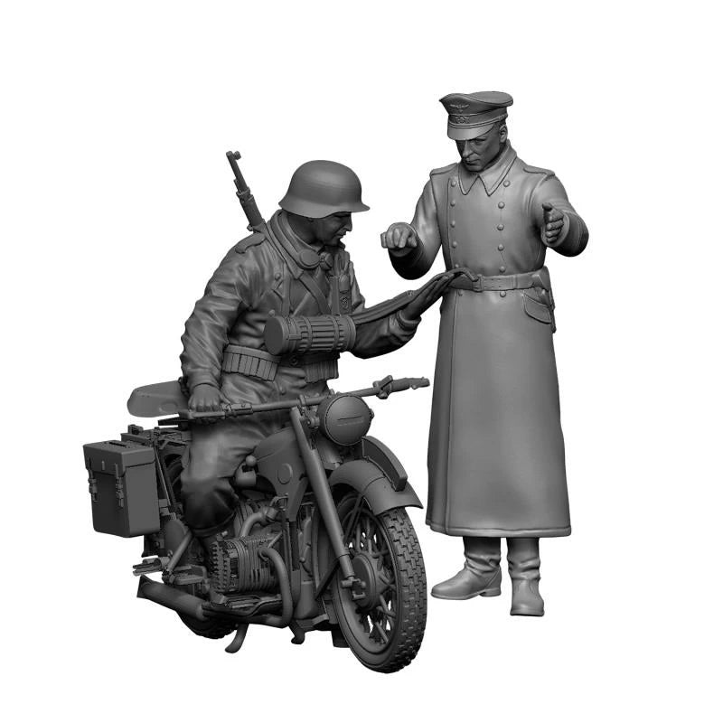 3632 -  немецкий мотоцикл БМВ Р12 (BMW R12) с водителем и офицером, времен Второй Мировой войны