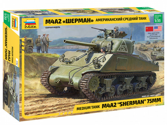 3702 - американский средний танк M4A2 Sherman (Шерман) времен Второй мировой войны с двумя наборами декалей для армии СССР и США
