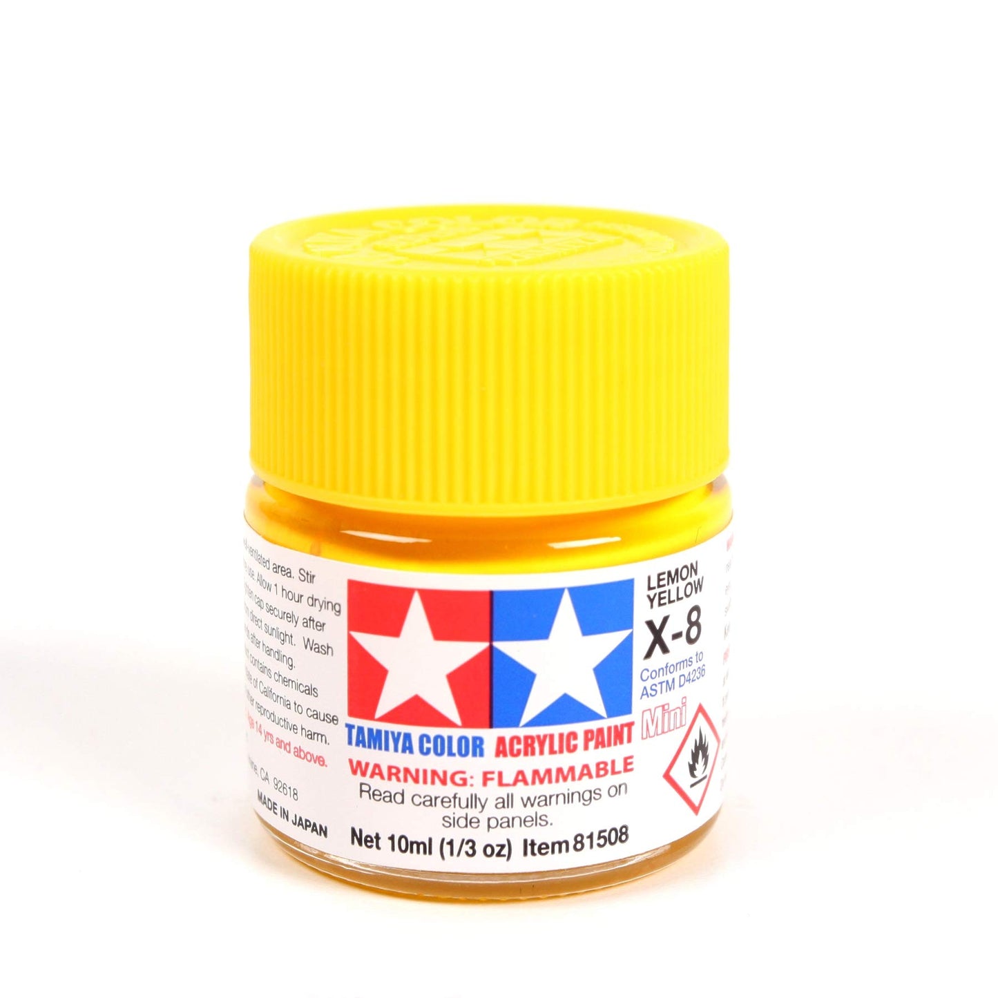 81508 - краска акриловая, глянцевая, цвет: лимонно-желтый (X-8 Lemon Yellow), флакон: 10 мл.