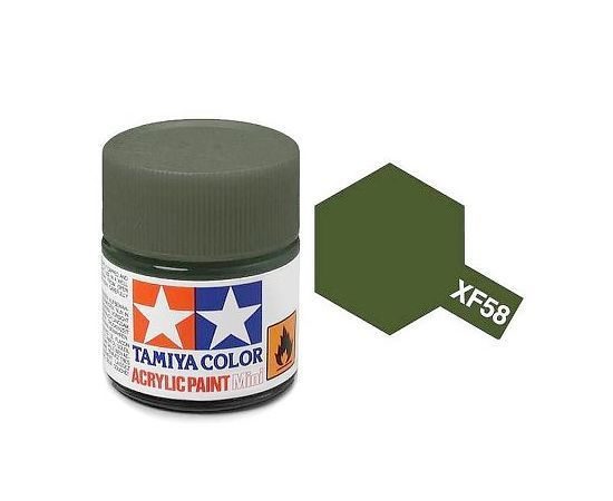 81758 - краска акриловая, матовая, цвет: оливковый зеленый (XF-58 Olive Green), флакон: 10 мл.