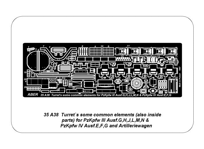AR-35A038 - фототравление для масштабной модели танков Т-III и Т-IV (элементы конструкции башни)