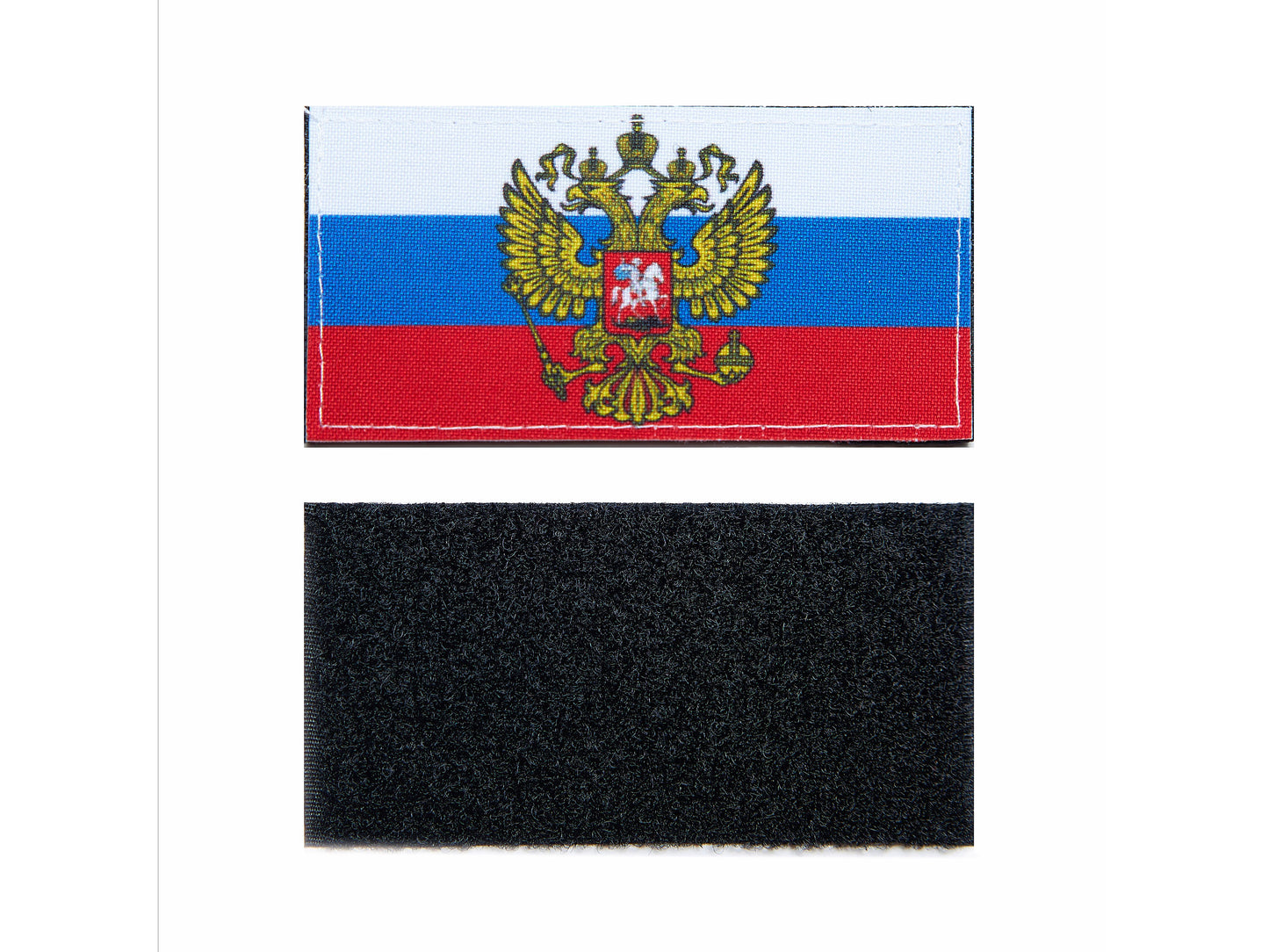 CHR-RUSC-10x5 - шеврон-нашивка флага Российской Федерации с гербом на липучке, размер: 10х5 см