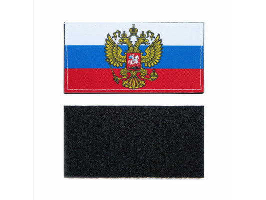 CHR-RUSC-10x5 - шеврон-нашивка флага Российской Федерации с гербом на липучке, размер: 10х5 см