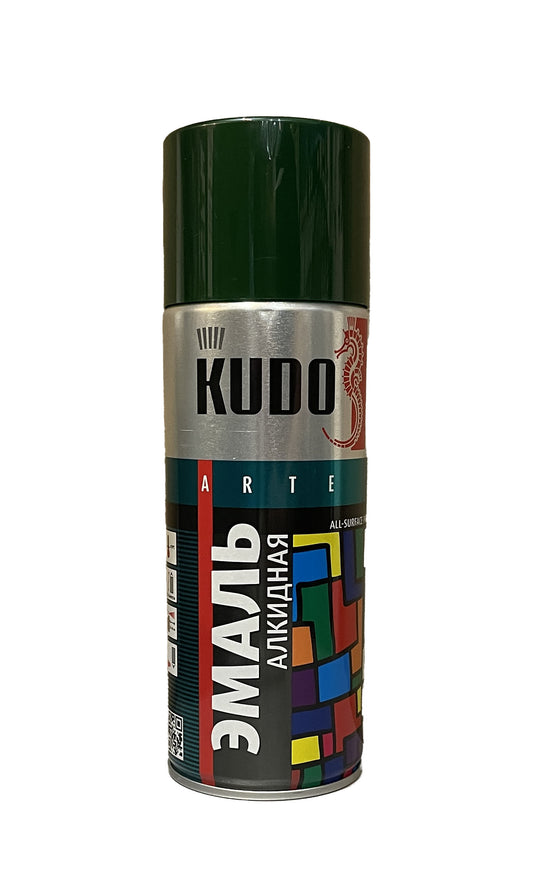 KU-10085 - аэрозольная алкидная эмаль, цвет: насыщенный (глубоко-зеленый) RAL 6005, баллон: 520 мл.