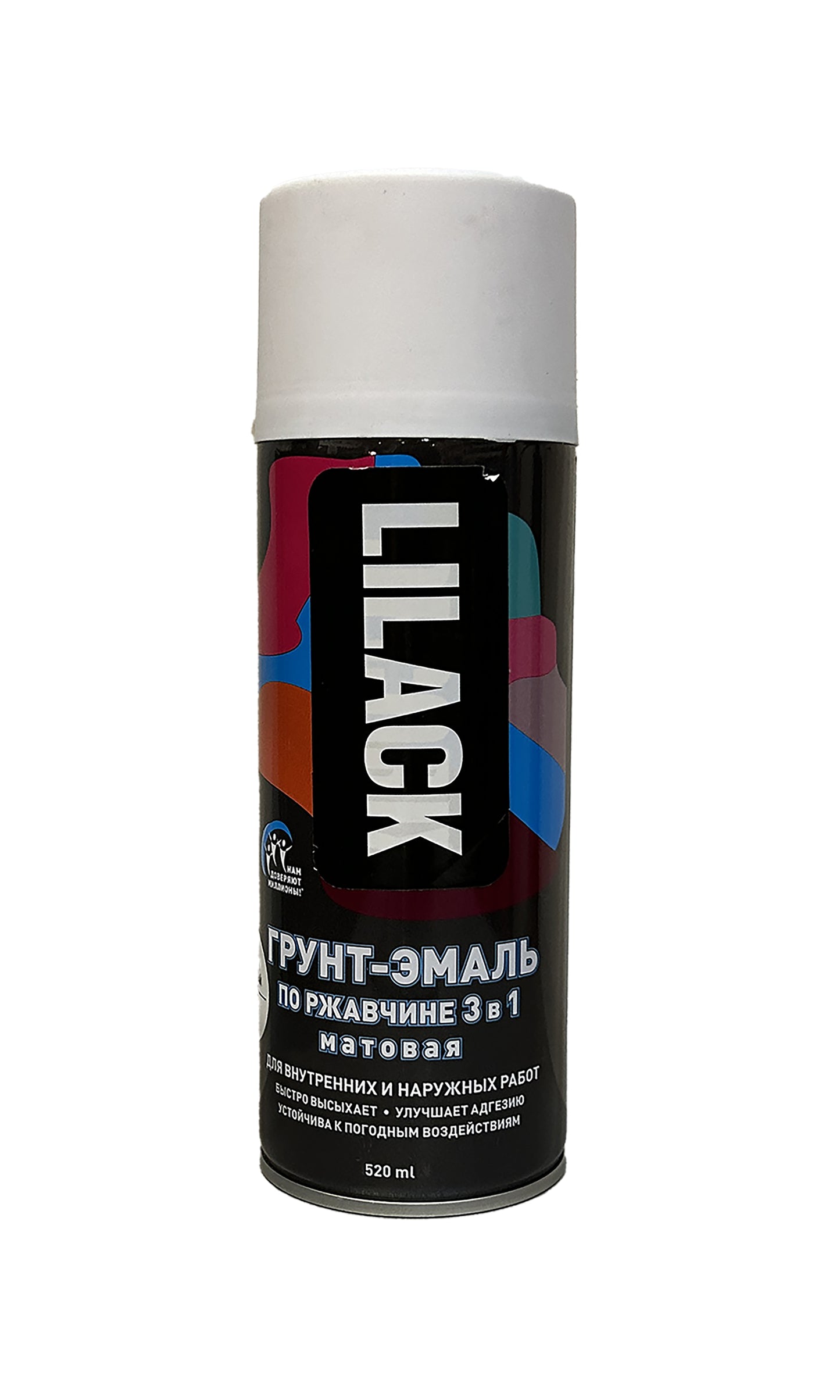 LK-0106-24-DX - аэрозольная грунт-эмаль по ржавчине «3 в 1» Lilack, цвет: белый матовый, баллон: 520 мл.
