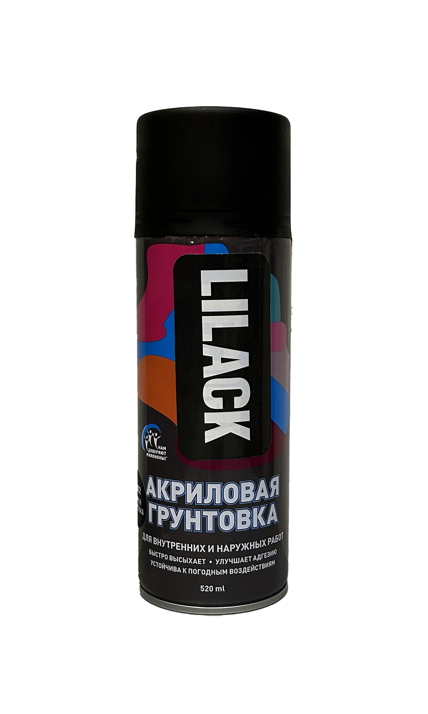 LK-0108-02-DX - аэрозольная акриловая грунтовка Lilack, цвет: черный матовый, баллон: 520 мл.
