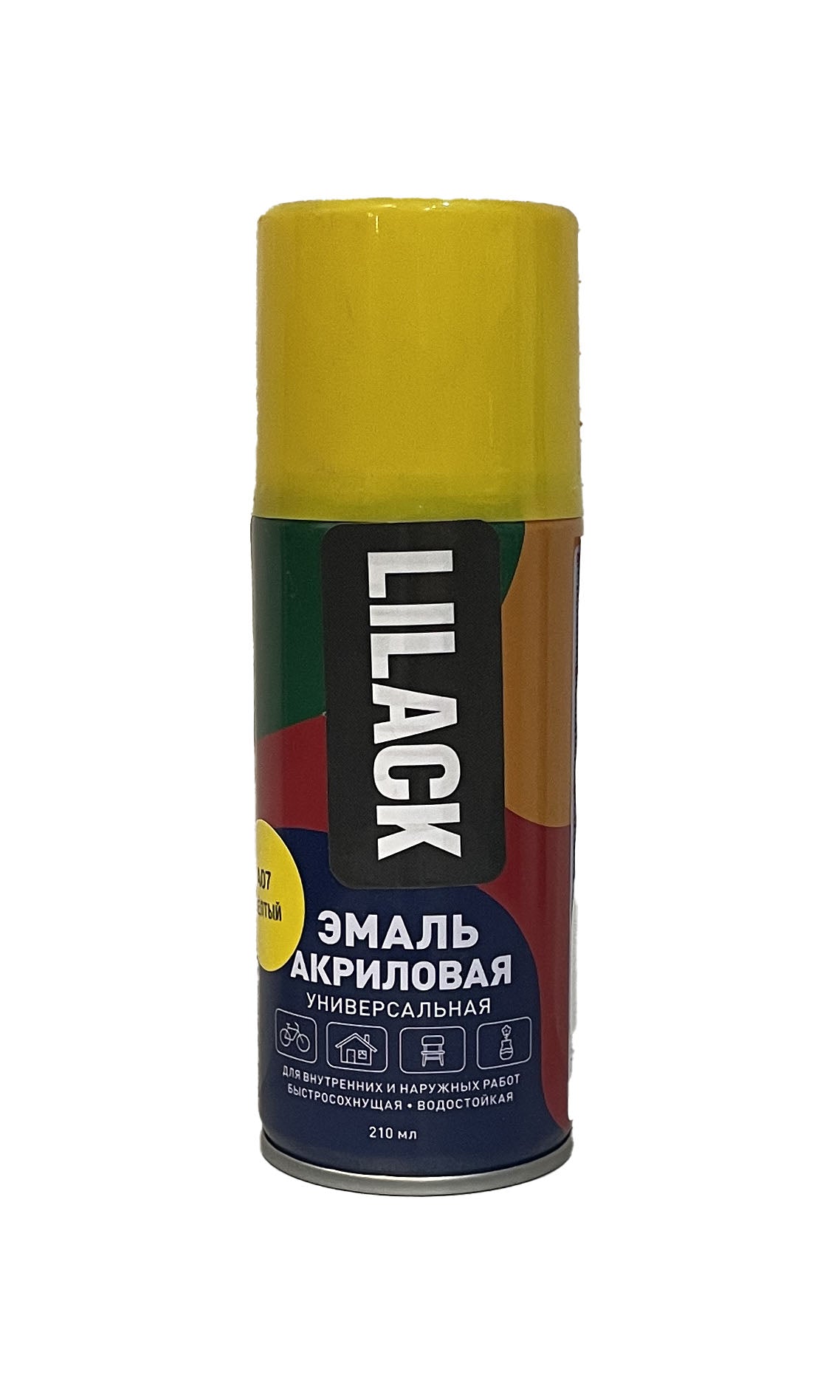 LK-0110-07-DX-210 - аэрозольная акриловая эмаль универсальная Lilack, цвет: желтый, баллон: 210 мл.