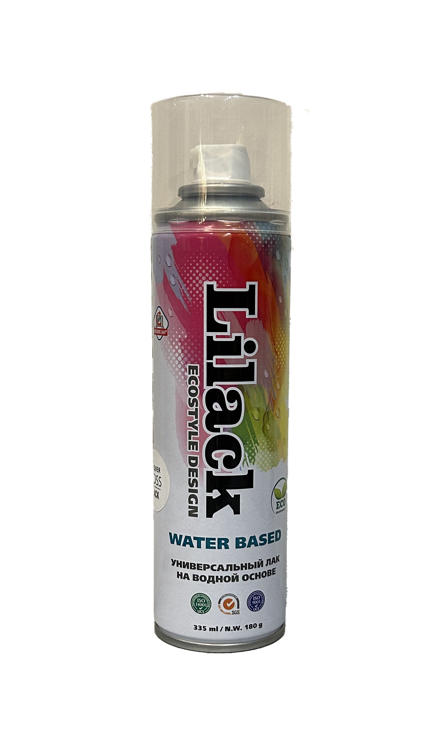 LK-0136-32 - аэрозольный лак на водной основе Lilack, цвет: бесцветный глянцевый, баллон: 335 мл.