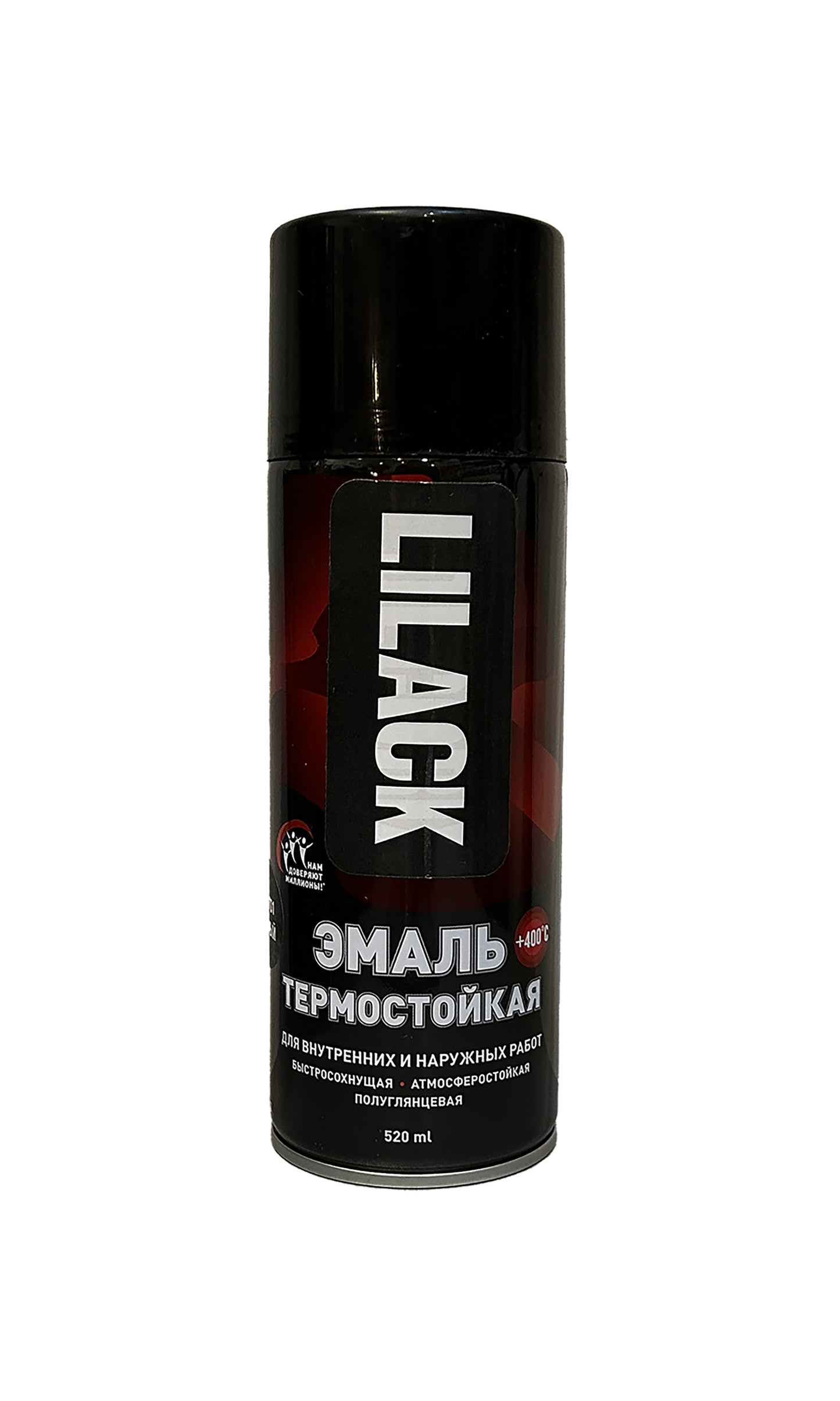 LK-0142-01-DX - аэрозольная эмаль термостойкая +400°С, цвет: черный полуглянцевый, баллон: 520 мл.