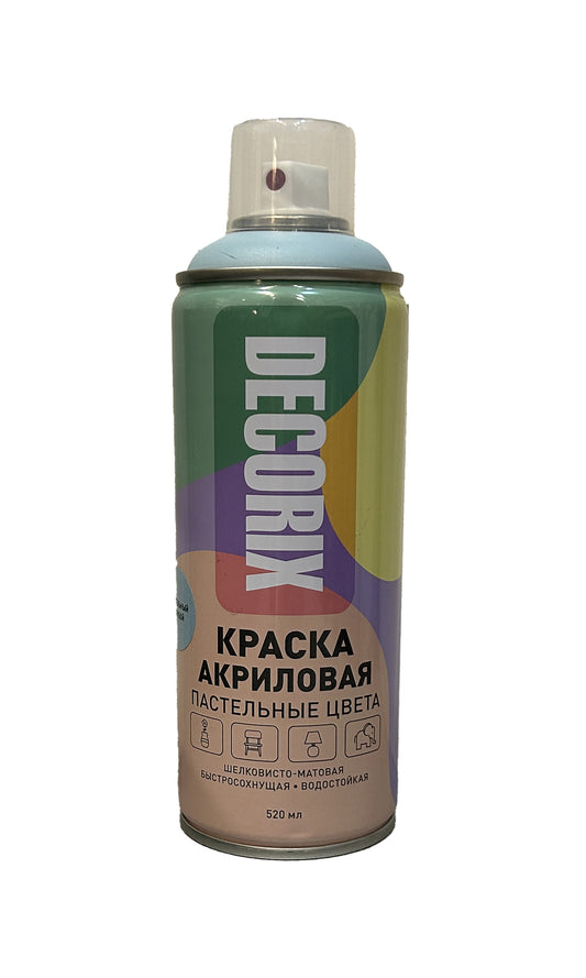 DEC-0153-020-DX - аэрозольная акриловая краска универсальная "Пастельные цвета" Decorix, цвет: пастельный голубой матовый, баллон: 520 мл.