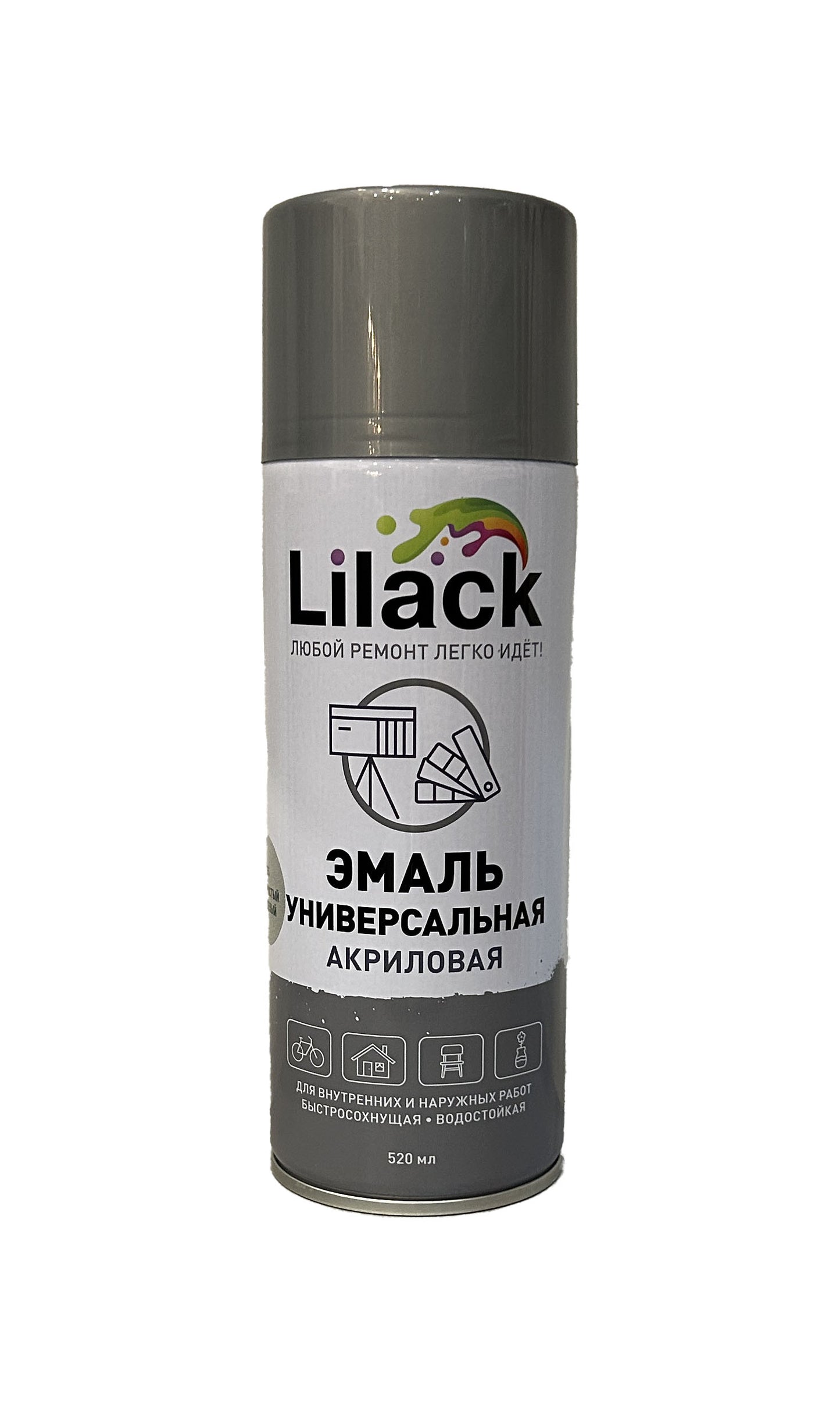 LK-7101-25 - аэрозольная универсальная эмаль, цвет: серебристый глянцевый, баллон: 520 мл.