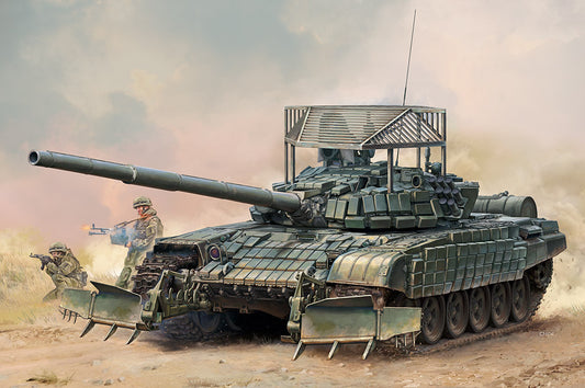 TR-09609 - российский основной боевой танк Т-72Б1 с минным тралом КТМ-6