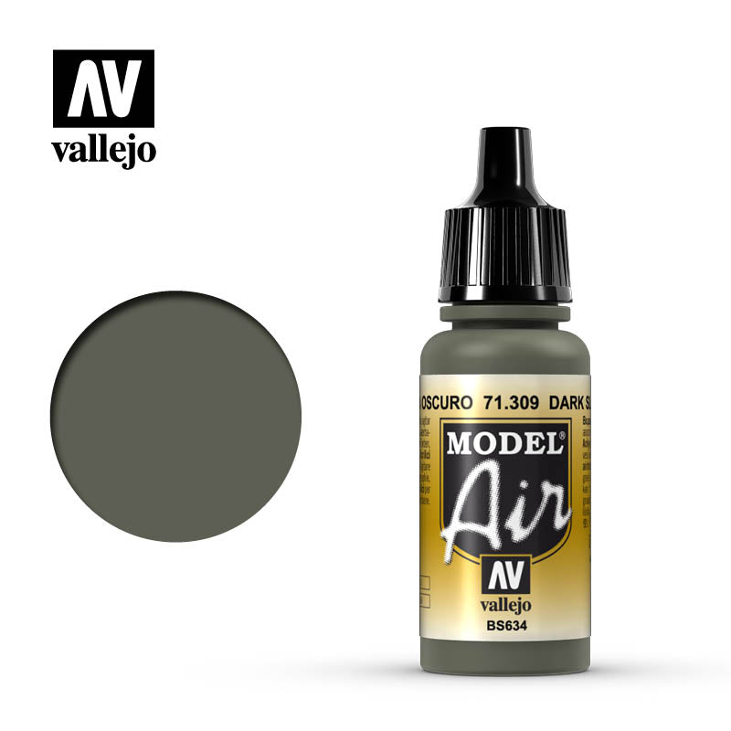 VAL-71309 - акриловая краска Model Air, цвет: темно-серый шифер (Dark Slate Grey), флакон: 17 мл.