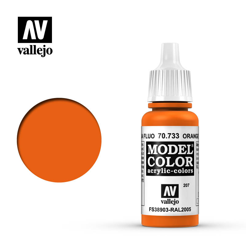 VAL-70733 - акриловая краска Model Color, цвет: люминисцентный оранжевый (Fluorescent Orange), флакон: 17 мл.