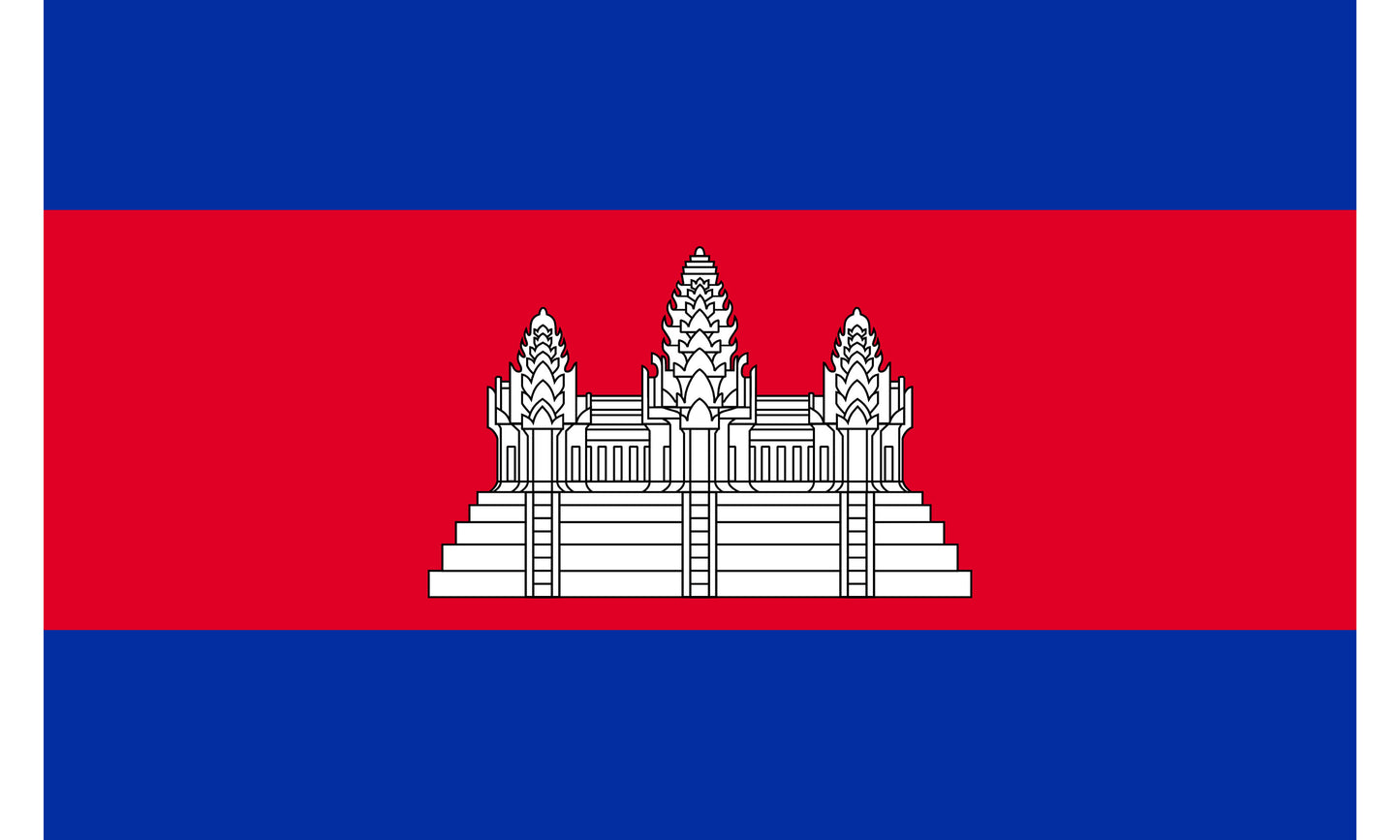 INR-CAM-15x22-2 - государственный флаг Камбоджи, размер: 15х22 см, материал: атлас. Печать с двух сторон. Подставка и шток приобретаются отдельно
