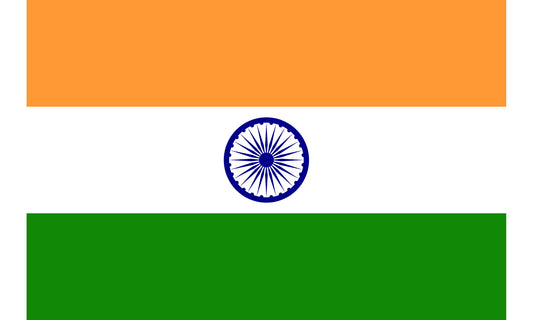 INR-IND-15x22-2 - государственный флаг Индии, размер: 15х22 см, материал: атлас. Печать с двух сторон. Подставка и шток приобретаются отдельно