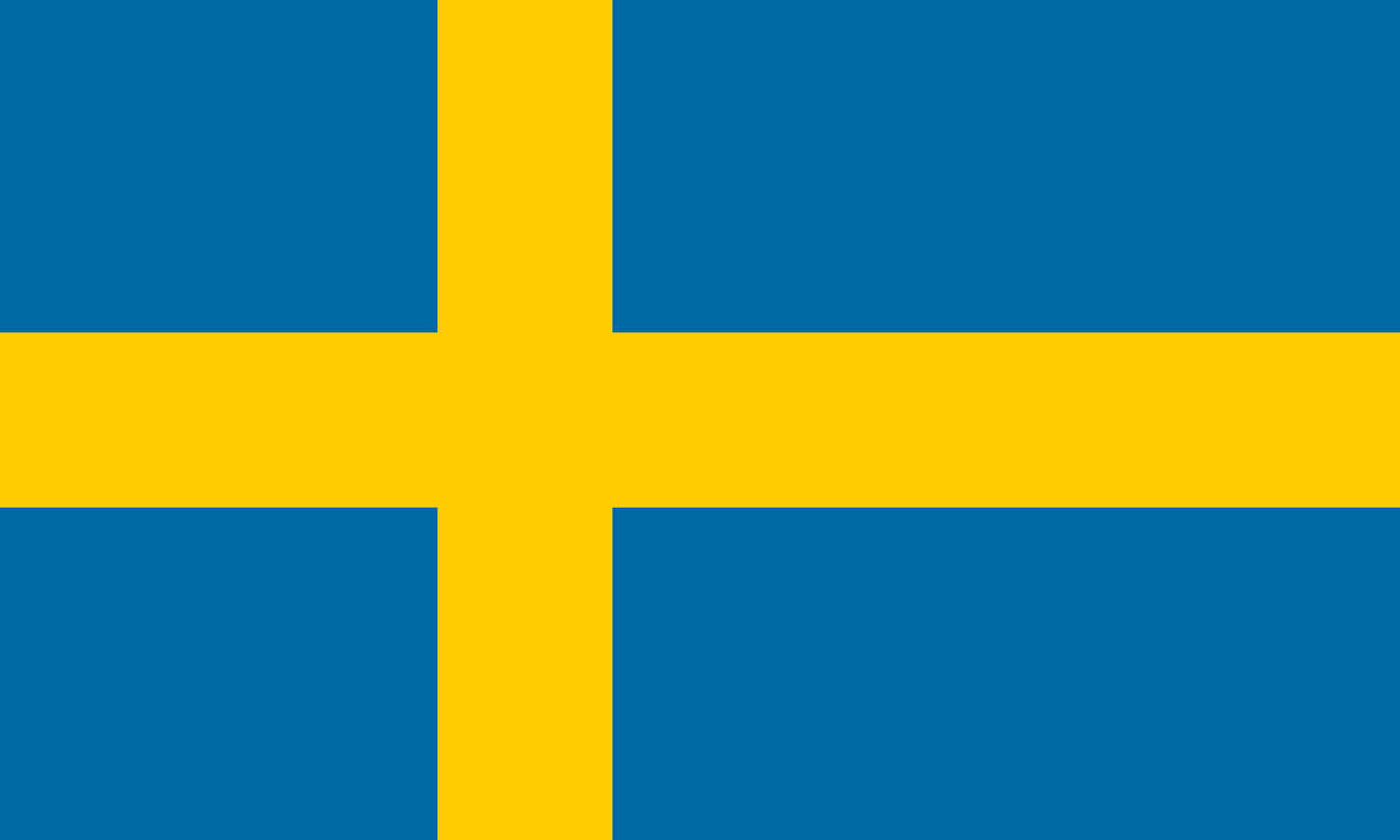 INR-SWE-15x22-2 - государственный флаг Швеции, размер: 15х22 см, материал: атлас. Печать с двух сторон. Подставка и шток приобретаются отдельно