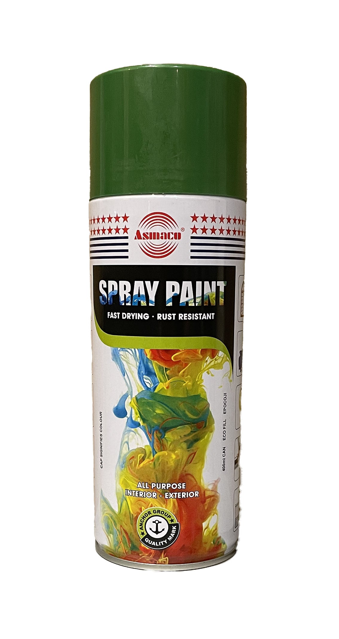 ASO-O-GREEN-400 - краска аэрозольная Asmaco, цвет: №36 оливковый зеленый RAL 6002, флакон: 400 мл.