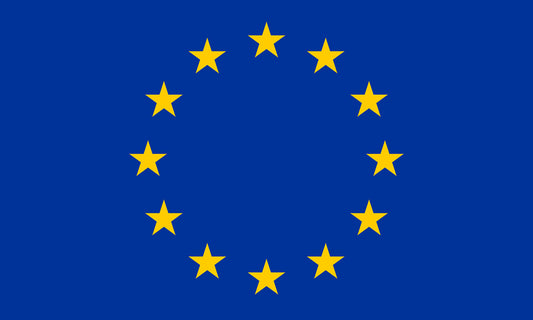 INR-EUR-15x22-2 - государственный флаг Евросоюза, размер: 15х22 см, материал: атлас. Печать с двух сторон. Подставка и шток приобретаются отдельно