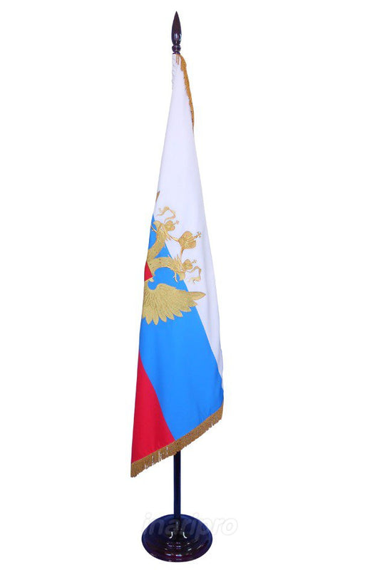 INR-STAND-220-WOOD-SET - комплект из лакированной деревянной подставки, древка и навершия, высотой: 2 метра 48 см. Флаг не входит в комплект