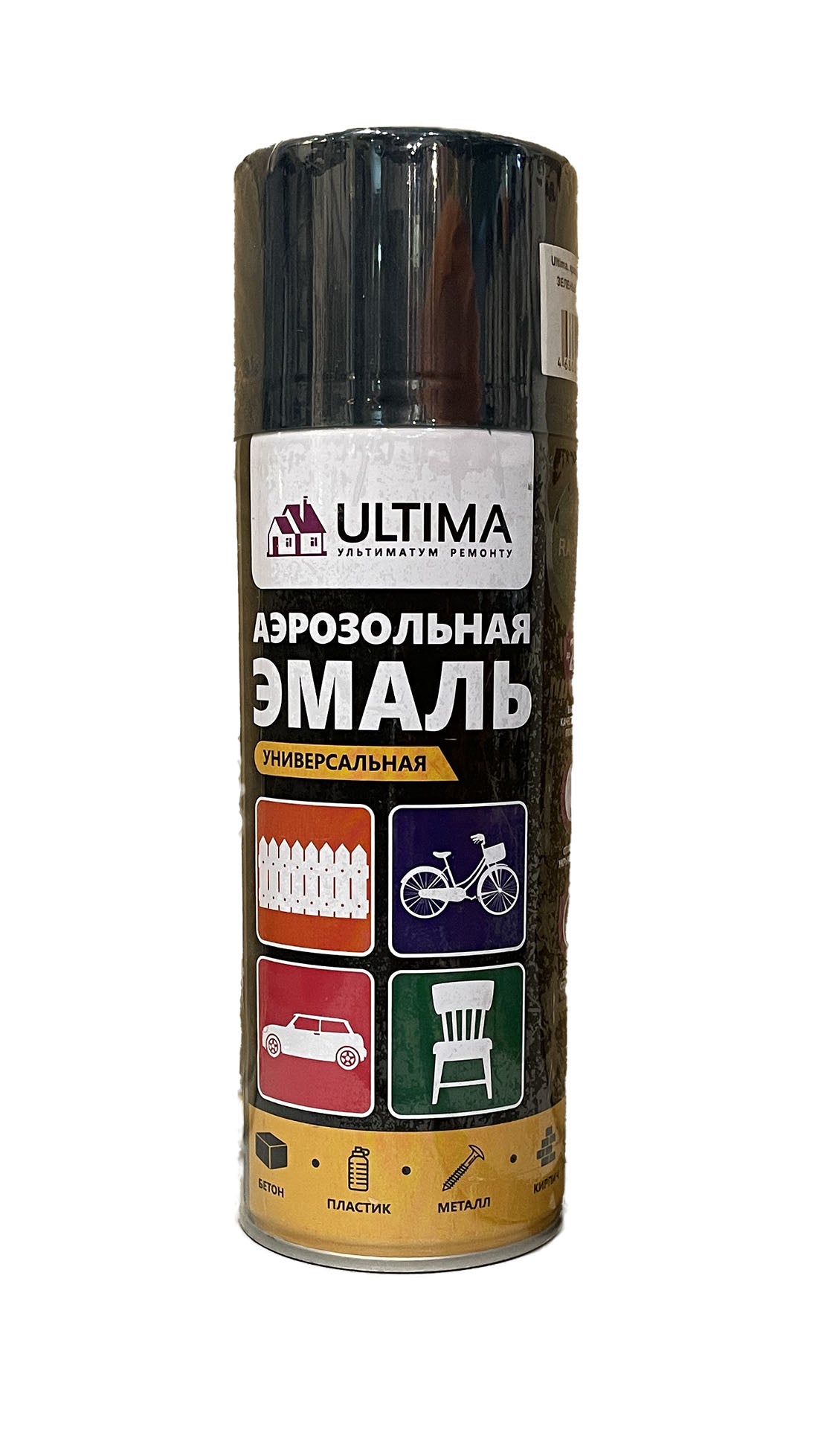 ULT-033 - аэрозольная универсальная эмаль, цвет: зеленый мох (RAL 6005), баллон: 520 мл.