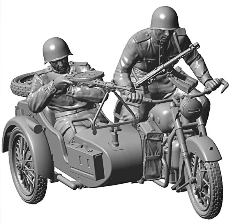3639 - советский мотоцикл М-72 с коляской и экипажем времен Великой Отечественной войны