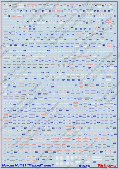 BG-48-003 - декали на самолет МиГ-21, технические надписи