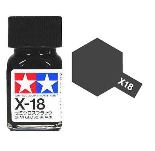 80018 - краска эмалевая, глянцевая, цвет: черный полуматовый (X-18 Semi-gloss Black), флакон: 10 мл.