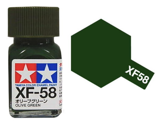 80358 - краска эмалевая, матовая, цвет: оливковый зеленый (XF-58 Olive Green), флакон: 10 мл.