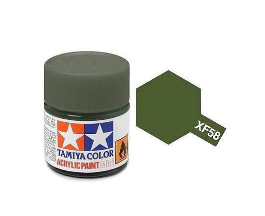 81758 - краска акриловая, матовая, цвет: оливковый зеленый (XF-58 Olive Green), флакон: 10 мл.