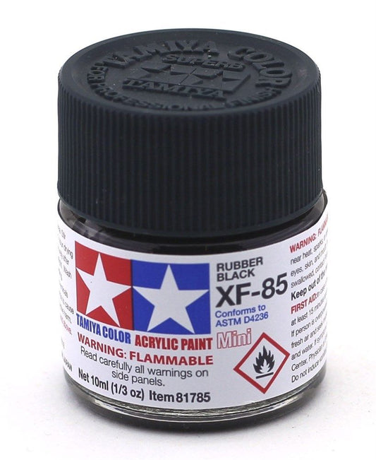 81785 - краска акриловая, матовая, цвет: черная резина (XF-85 Rubber Black), флакон: 10 мл.