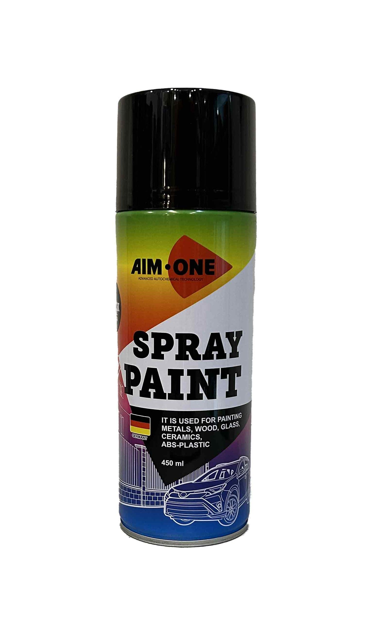 AIM1-SP-GB39 - аэрозольная краска черная глянцевая Aim-One, баллон: 450 мл.