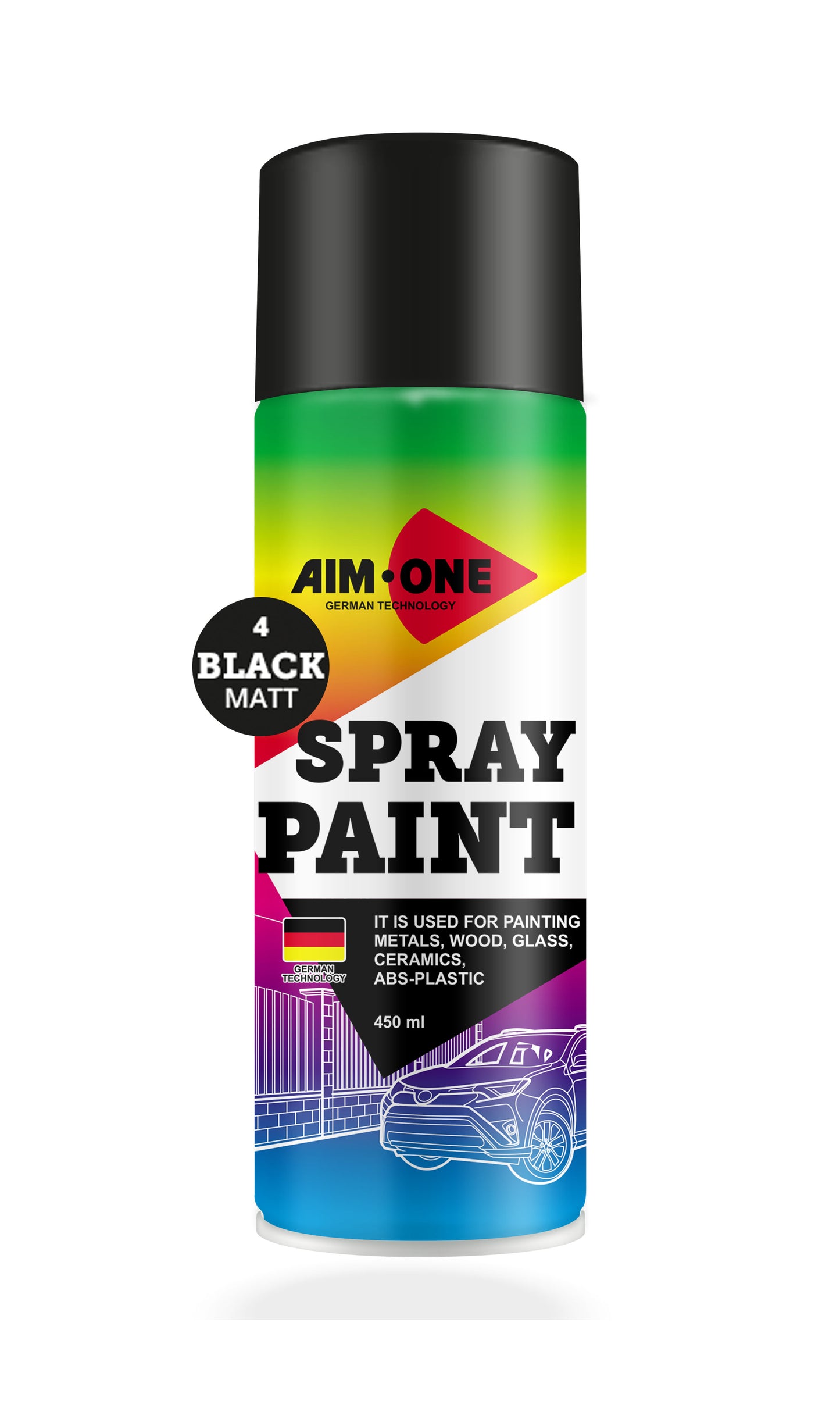 AIM1-SP-MB4 - аэрозольная краска черная матовая Aim-One, баллон: 450 мл.