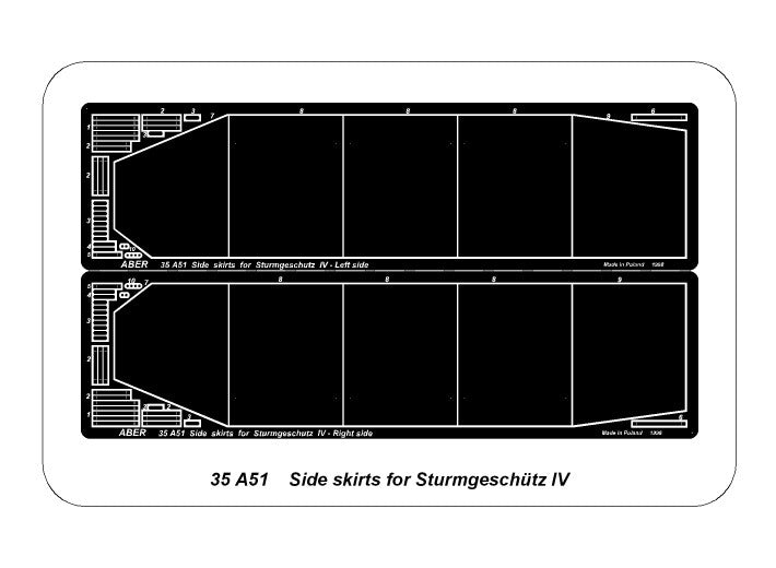 AR-35A051 - фототравление для масштабной модели САУ Штурмгешутц (боковые бронеплиты)