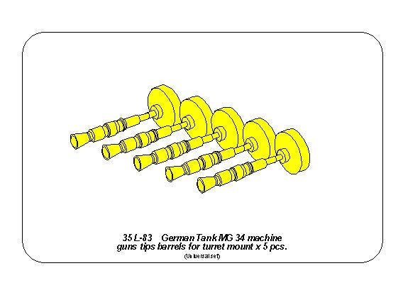 AR-35L83 - фототравление для масштабных моделей танков (5 креплений пулеметов МГ-34 на башне)