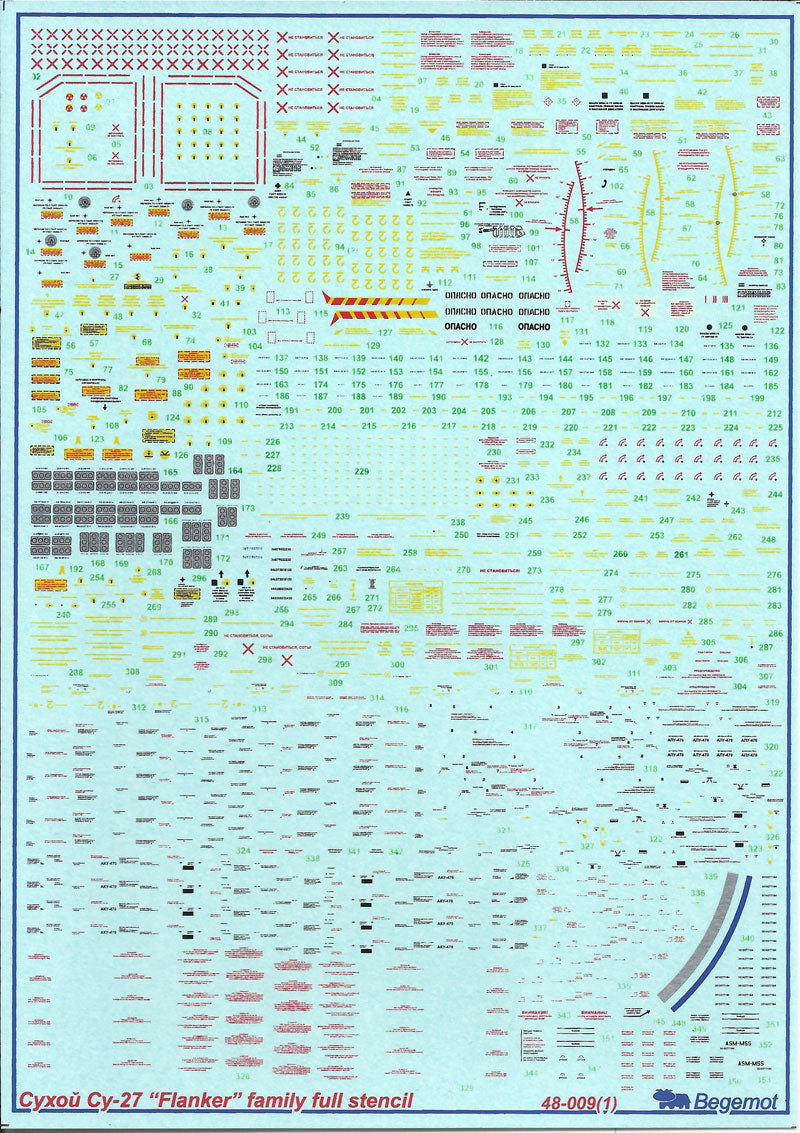BG-48-009 - декали на самолет Су-27 технические надписи