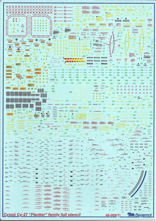 BG-48-009 - декали на самолет Су-27 технические надписи