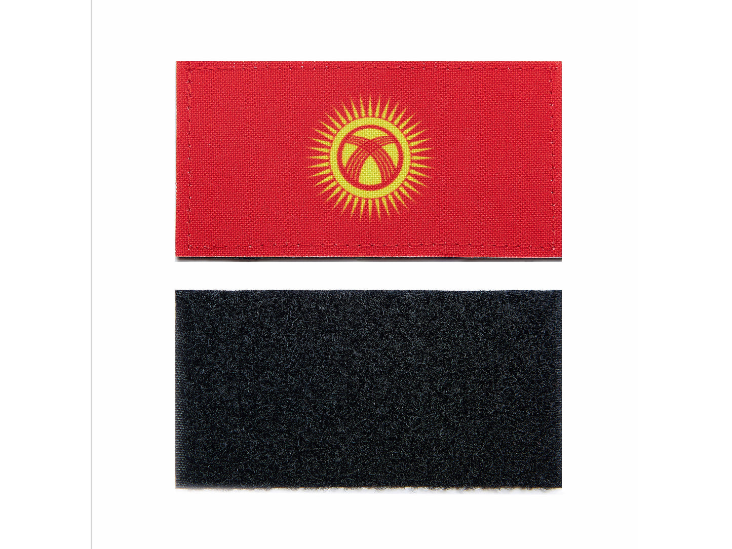 CHR-KYRN-10x5 - шеврон-нашивка флага Распублики Кыргызстан (новый дизайн) на липучке, размер: 10х5 см