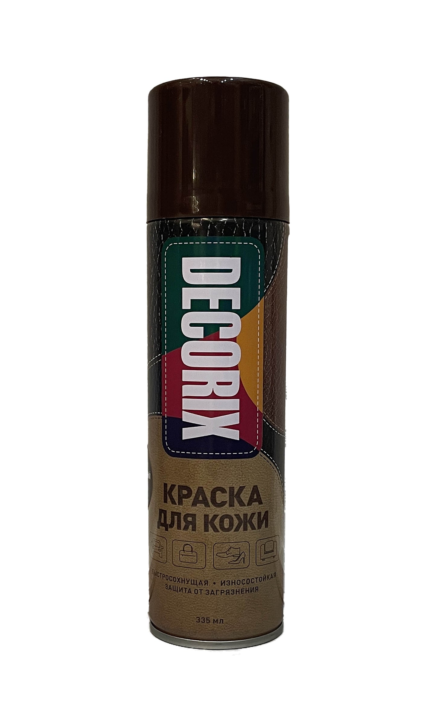 DEC-0127-02-DX - аэрозольная краска для кожи Decorix, цвет: коричневый, баллон: 335 мл.