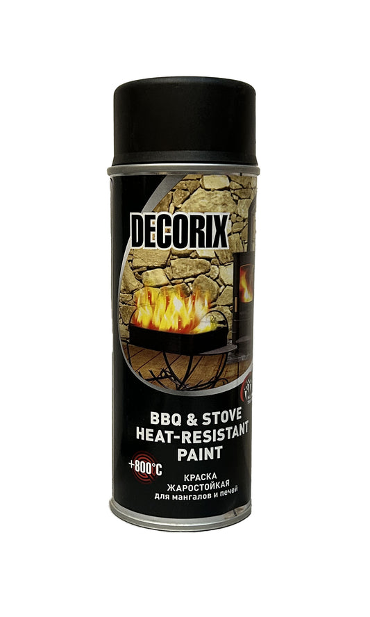 DEC-0145-9011-DX - аэрозольная термостойкая краска для мангалов и печей +800 град. С, цвет: графитовый черный, баллон: 520 мл.