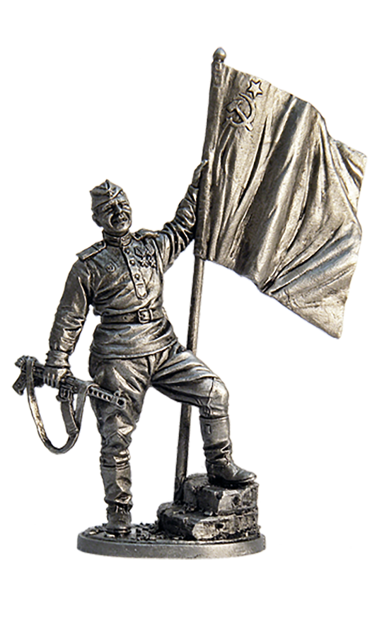 EK-WW2-16 - гвардии ефрейтор пехоты Красной Армии с советским флагом. 1943-45 гг. СССР