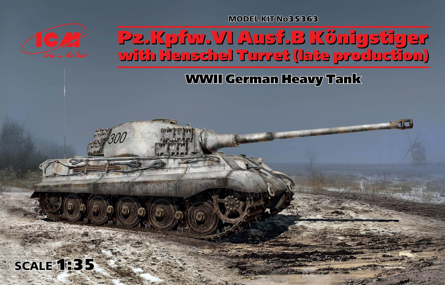 ICM-35363 - немецкий тяжелый танк Т-VI "Королевский тигр" (Ausf.B) с башней фирмы Henschel (Хеншель), поздняя модификация