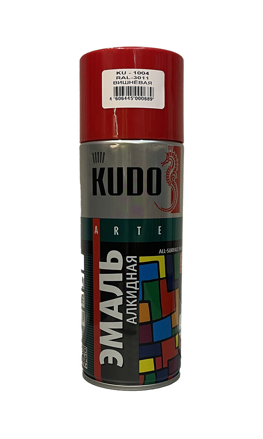 KU-1004 - аэрозольная алкидная эмаль, цвет: вишневый RAL 3011, баллон: 520 мл.
