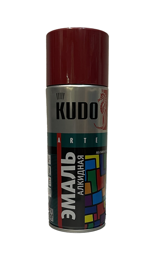 KU-10045 - аэрозольная алкидная эмаль, цвет: бордовый RAL 3005, баллон: 520 мл.