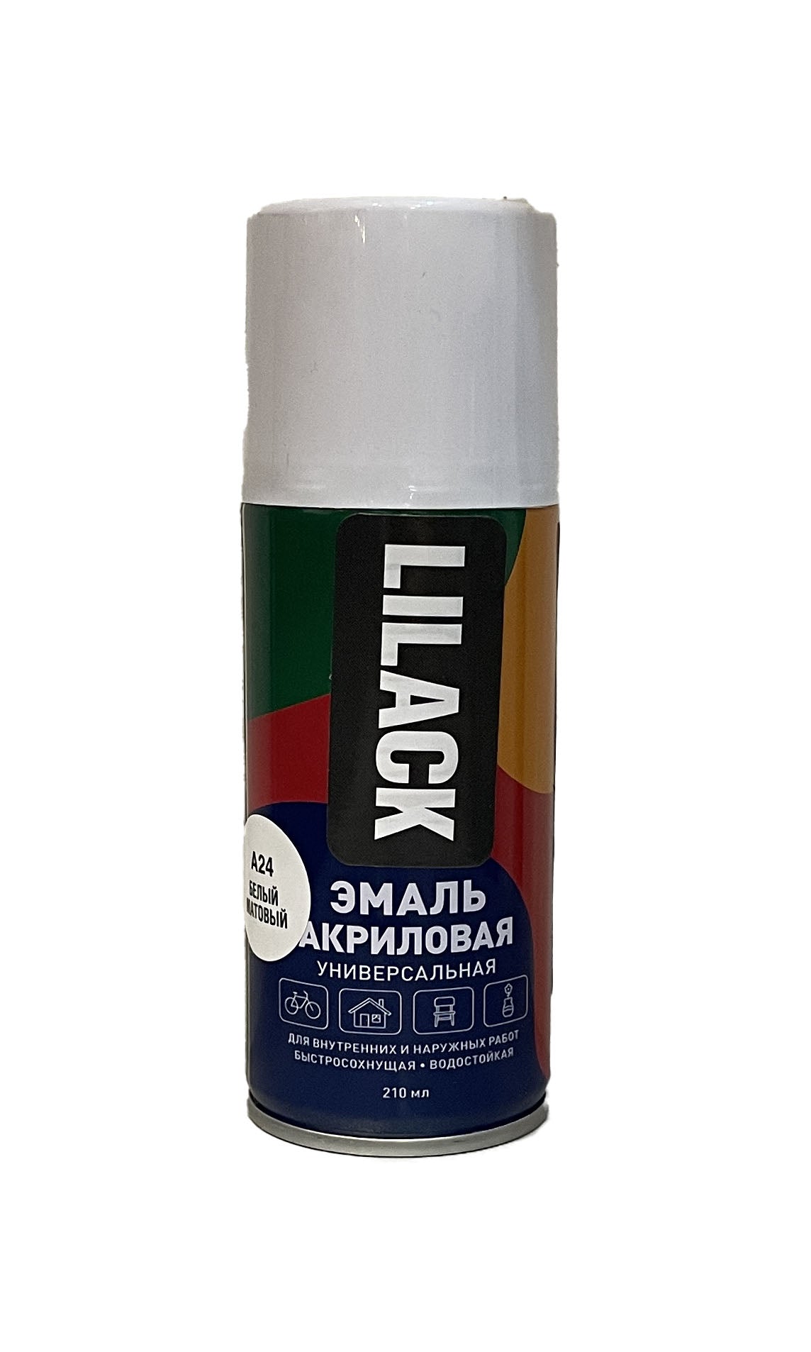 LK-0110-24-DX-210 - аэрозольная акриловая эмаль универсальная Lilack, цвет: белый матовый, баллон: 210 мл.