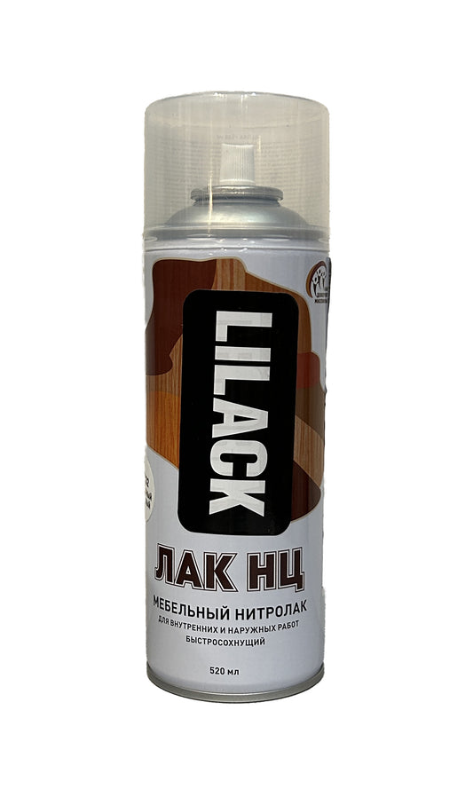 LK-0133-32-DX - аэрозольный бесцветный глянцевый мебельный нитролак НЦ, баллон: 520 мл.