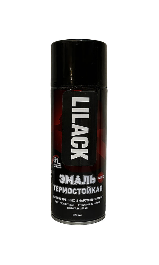 LK-0142-01-DX - аэрозольная эмаль термостойкая +400°С, цвет: черный полуглянцевый, баллон: 520 мл.