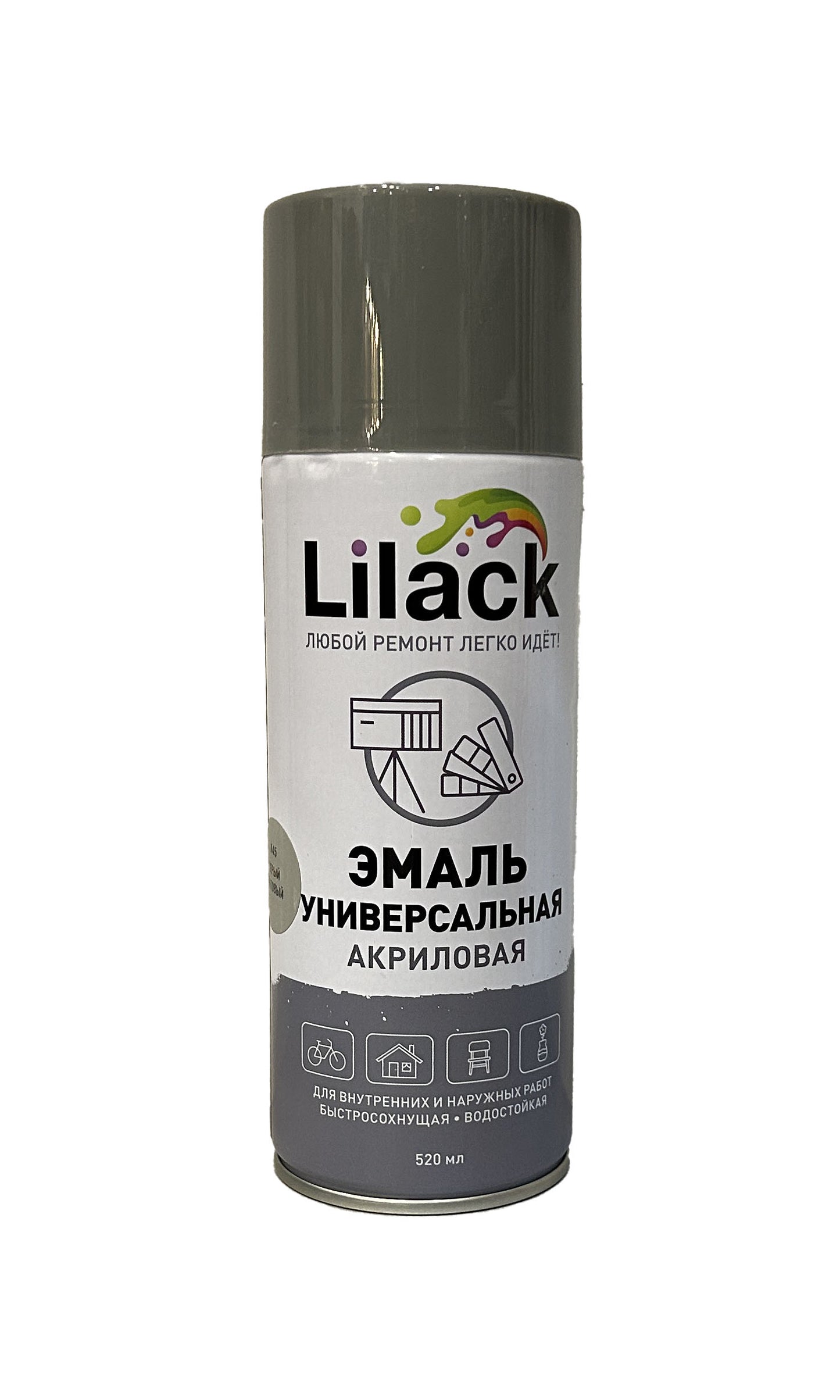 LK-7101-45 - аэрозольная эмаль универсальная, цвет: серый матовый, баллон: 520 мл.