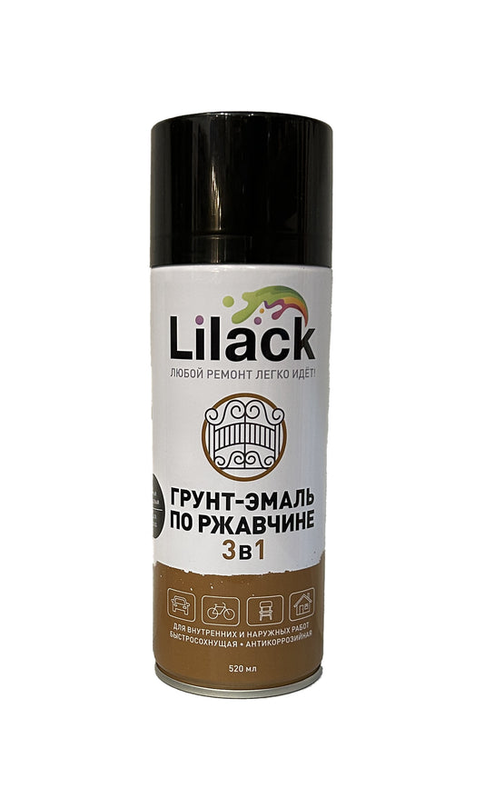 LK-7106-01 - аэрозольная грунт-эмаль по ржавчине, цвет: черный глянцевый, баллон: 520 мл.