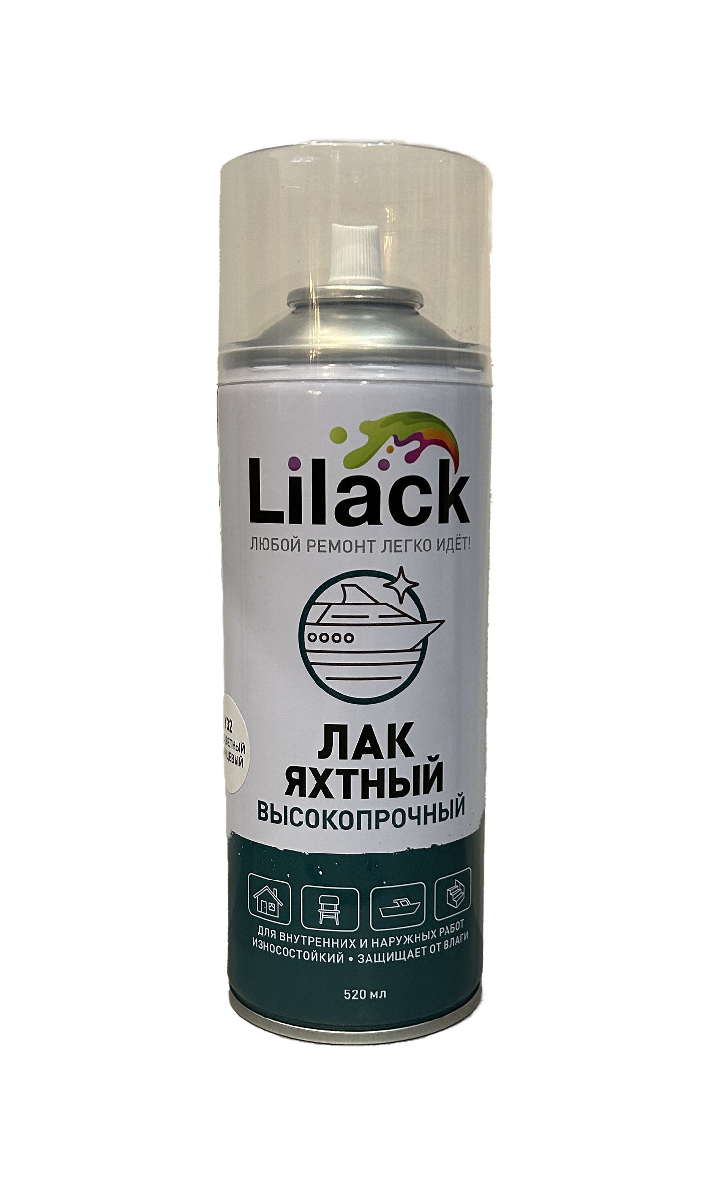 LK-7134-32-DX - аэрозольный высокопрочный яхтный лак Lilack, цвет: бесцветный глянцевый, баллон: 520 мл.